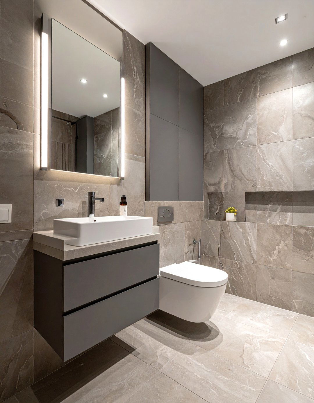 Toilet and bidet placement next to vanity - 30 bathroom furniture arrangement