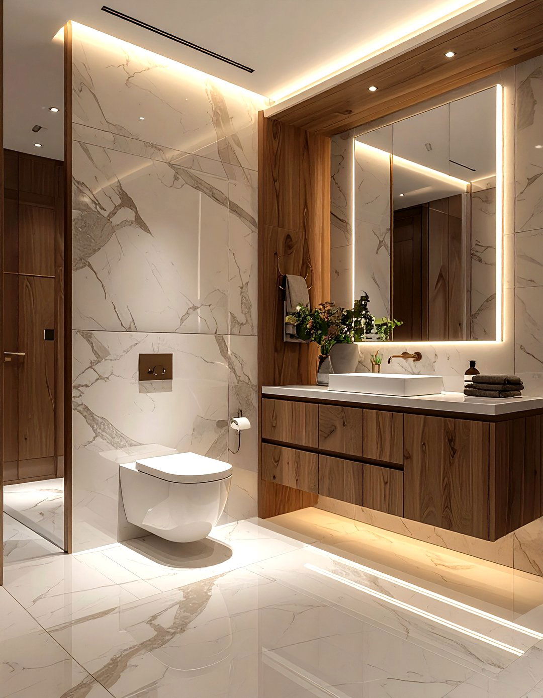 Toilet behind half wall layout - 30 bathroom furniture layout