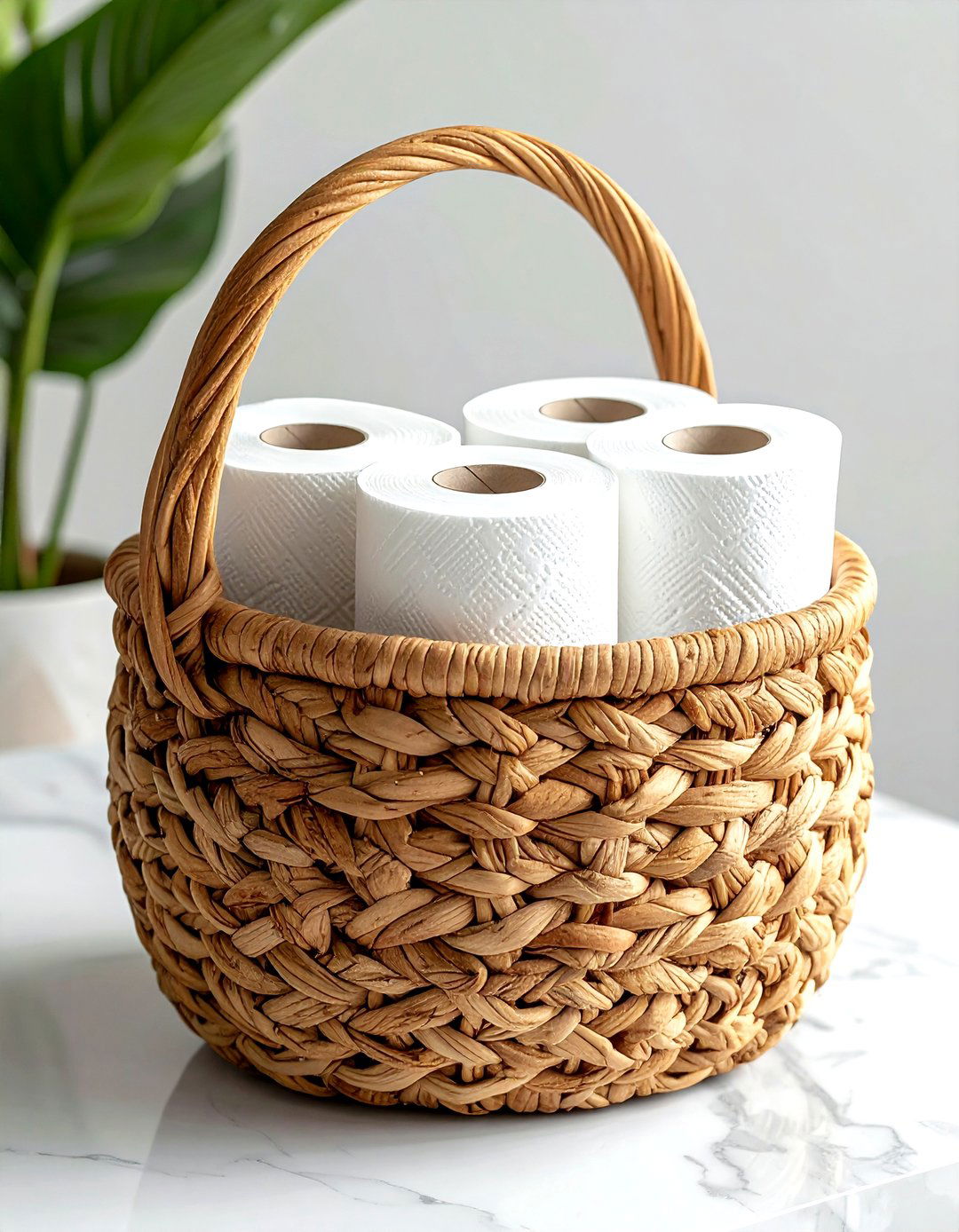 Toilet paper holder basket - 30 bathroom storage hacks