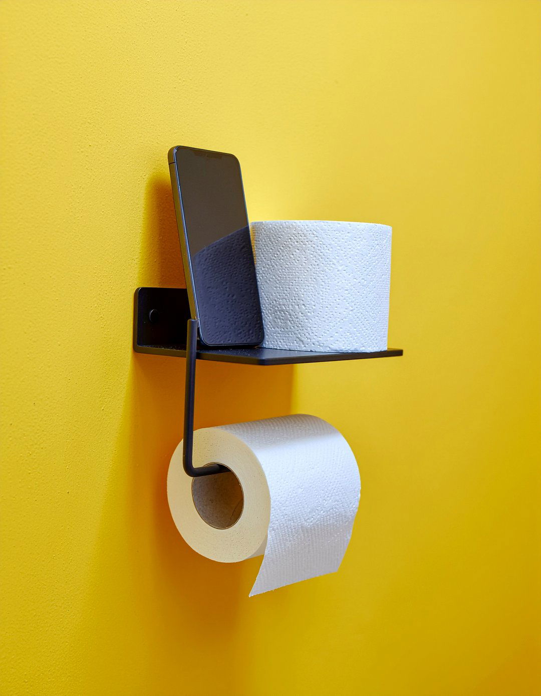 Toilet paper holder shelf - 30 small bathroom storage ideas