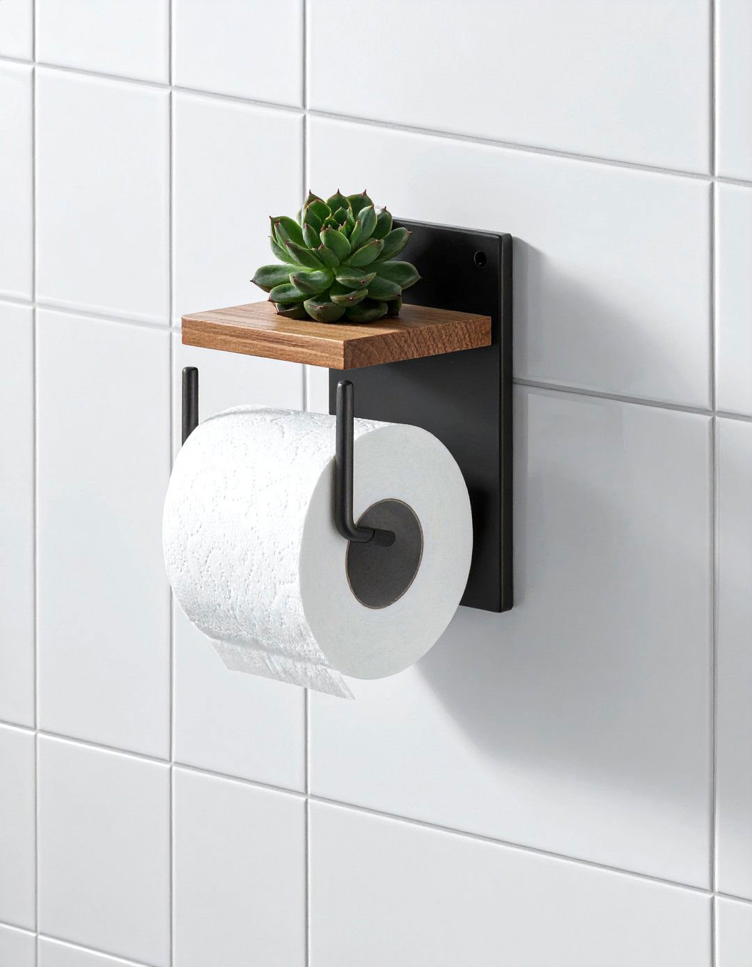Toilet paper holder with shelf - 30 bathroom space-saving ideas