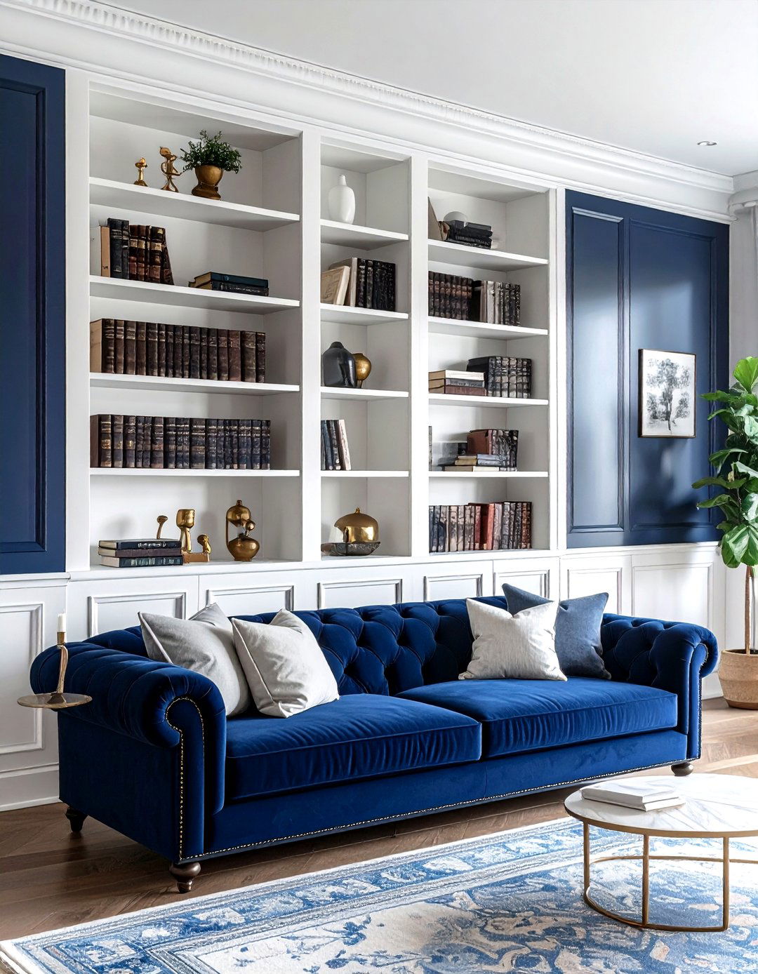 Tongue and groove bookshelf backdrop - 30 living room tongue and groove ideas