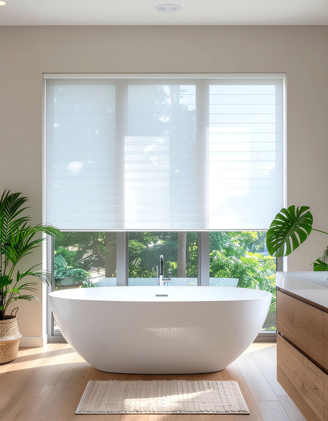 Top down bottom up shades bathroom - 30 bathroom privacy window ideas