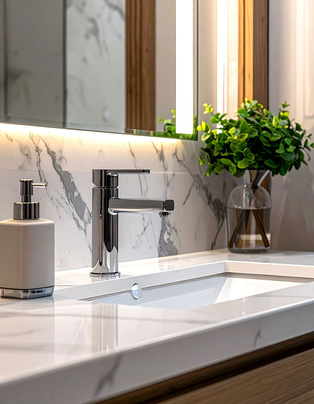 Touchless bathroom faucet - 30 energy-efficient bathroom ideas