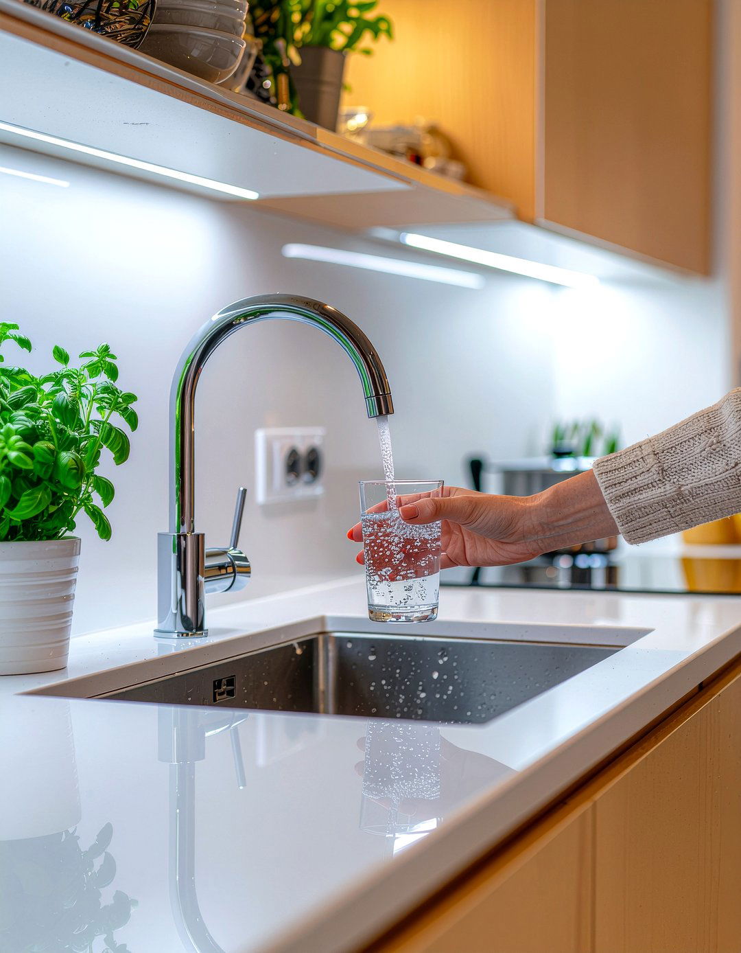 Touchless faucet - 30 healthy kitchen ideas