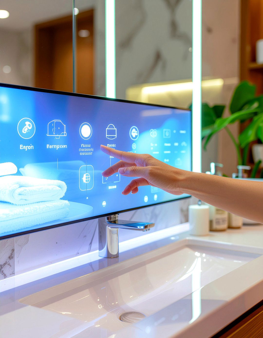 Touchscreen bathroom mirror TV - 30 bathroom mirror TV ideas