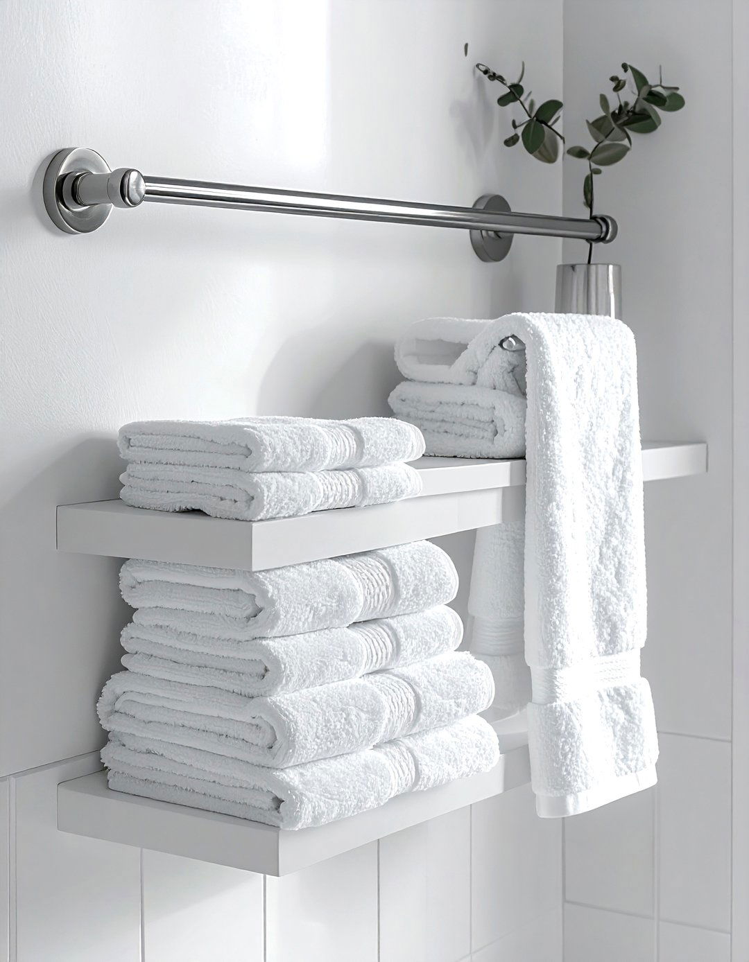 Towel bar shelf - 30 bathroom vertical storage ideas