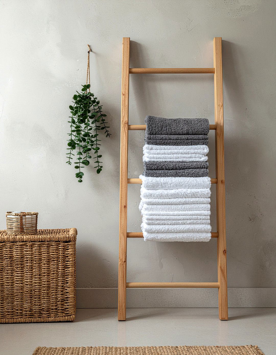 Towel ladder rack - 30 small bathroom storage ideas