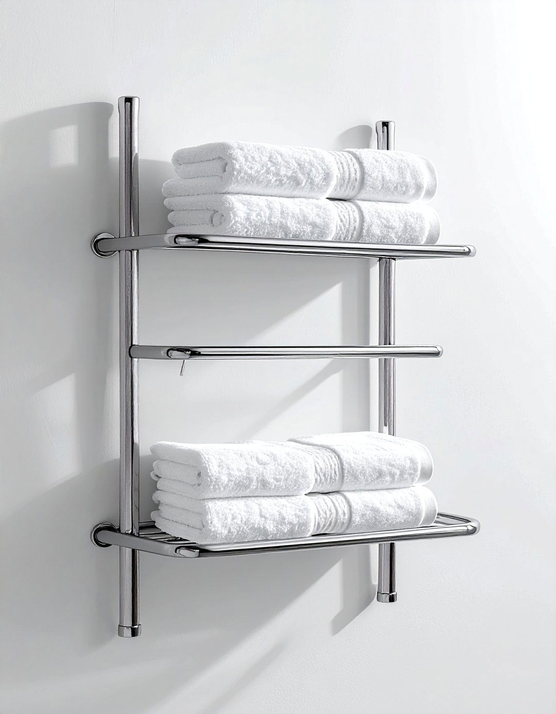 Towel rack with shelf - 30 bathroom organization hacks