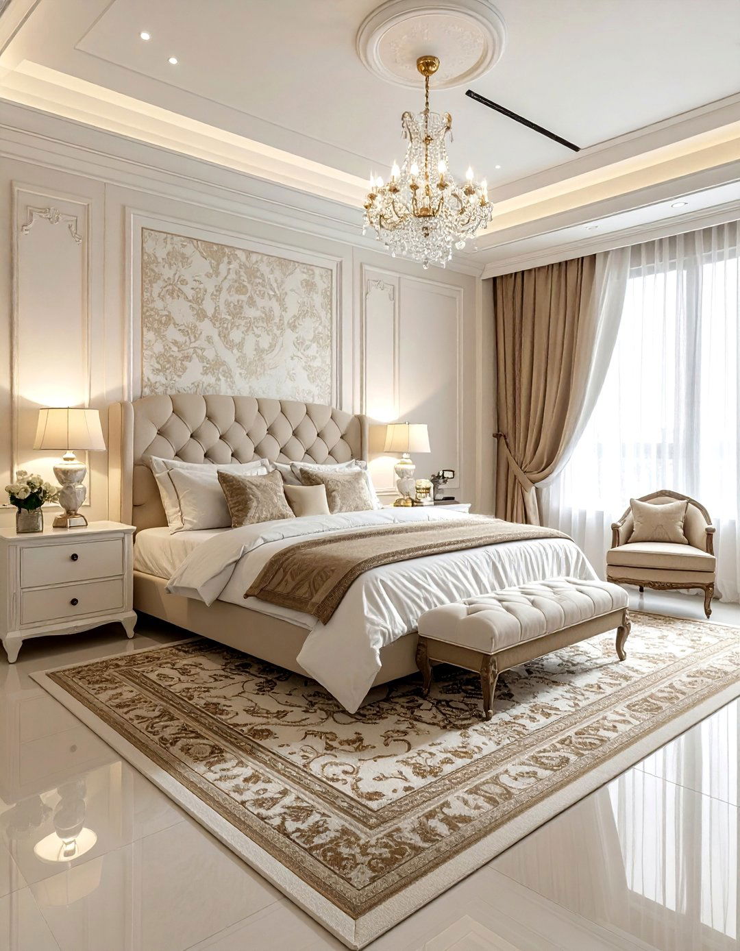 Traditional Beige White Bedroom - 30 beige and white bedroom ideas