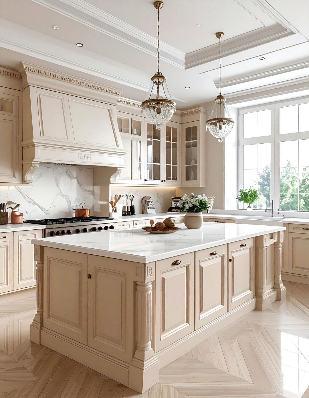 Traditional Beige and White Kitchen - 30 beige and white kitchen ideas