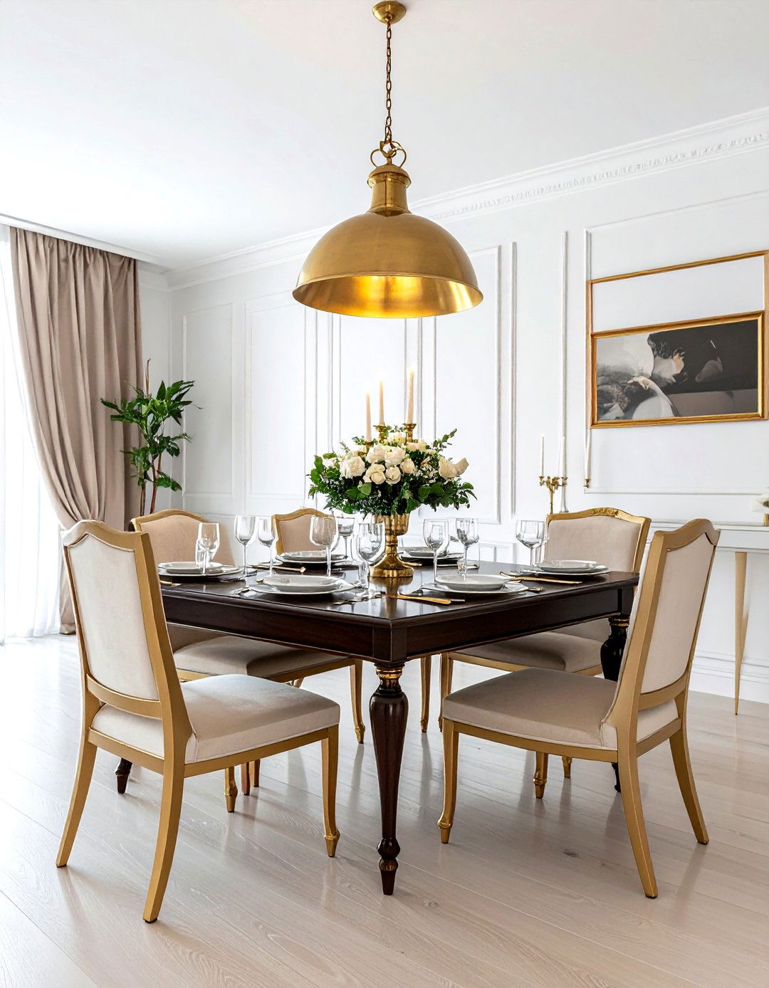 Traditional Brass Chandelier - 30 single pendant dining room ideas