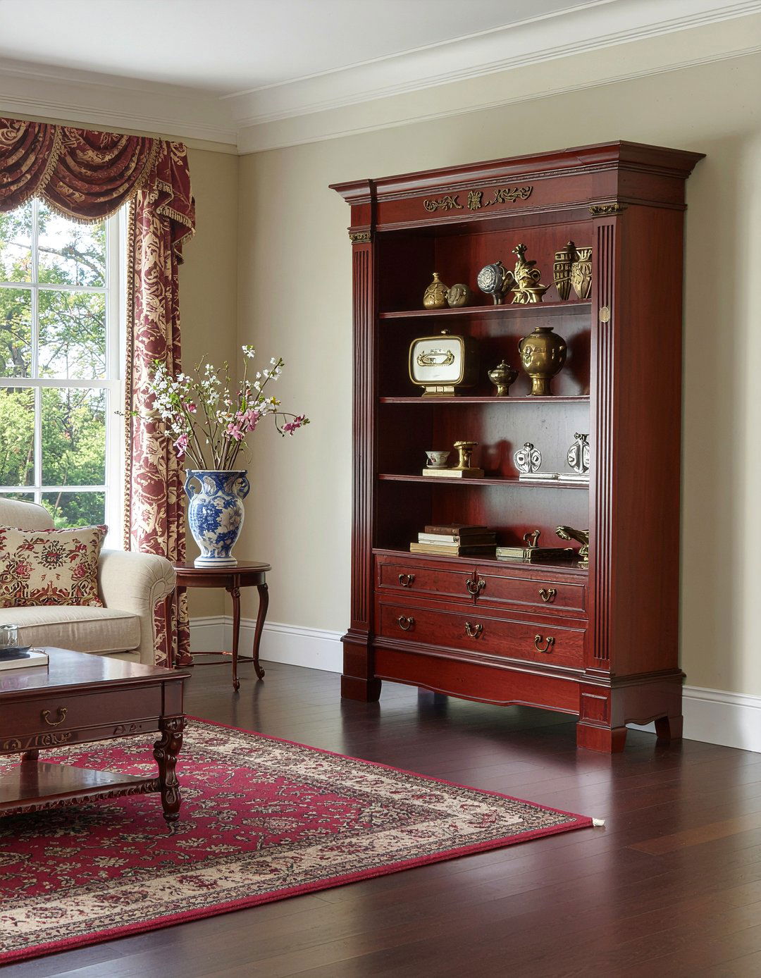 Traditional Cherry Wood Curio - 30 living room curio cabinet ideas