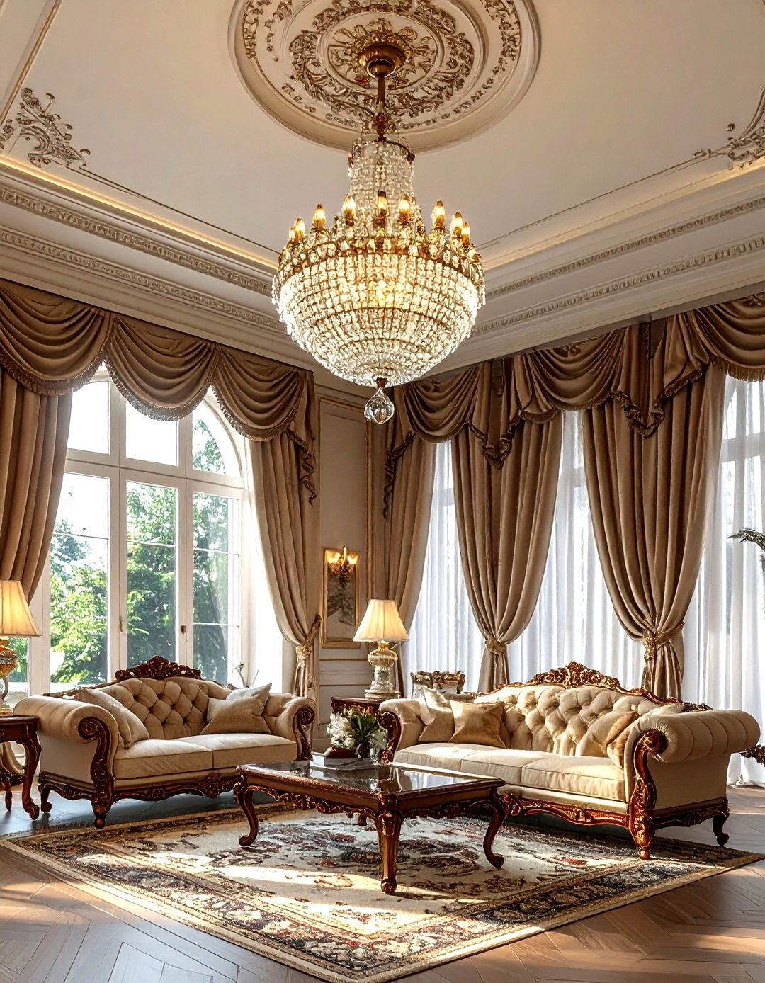 Traditional Crystal Basket Chandelier - 30 living room chandelier ideas