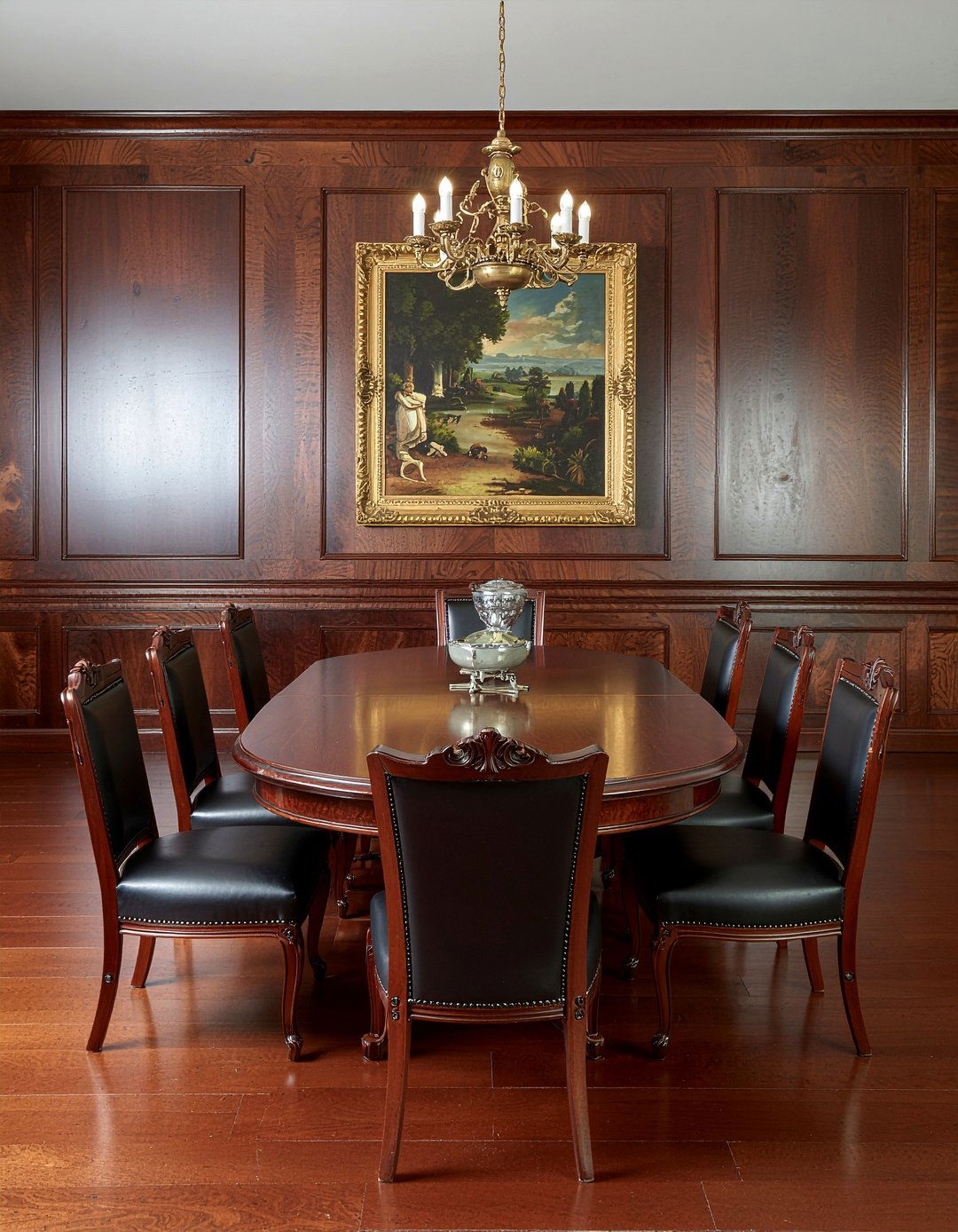 Traditional Dark Oak Dining Room - 30 no rug dining room ideas