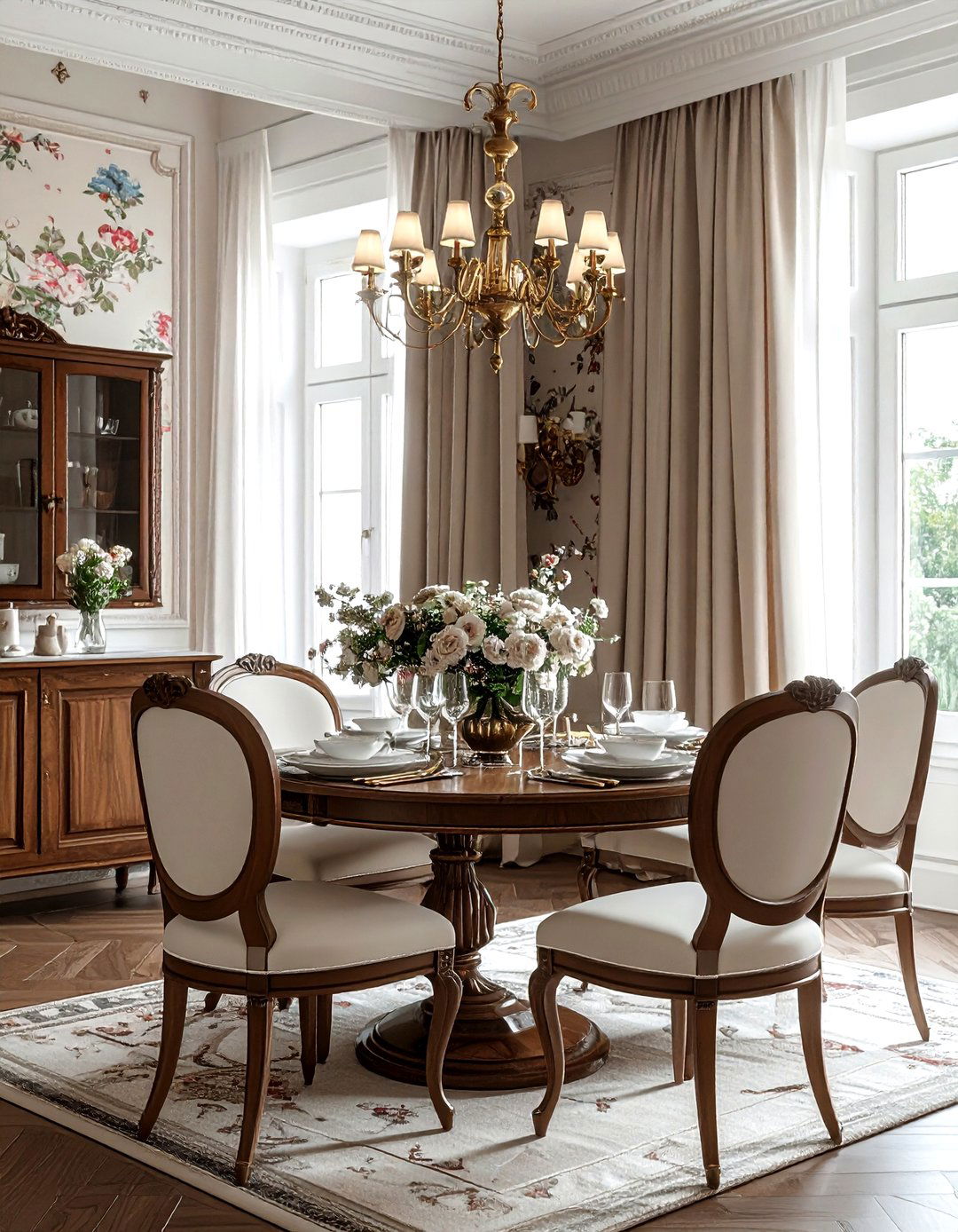 Traditional Dining Room With Floral Wallpaper - 30 inherited dining room ideas