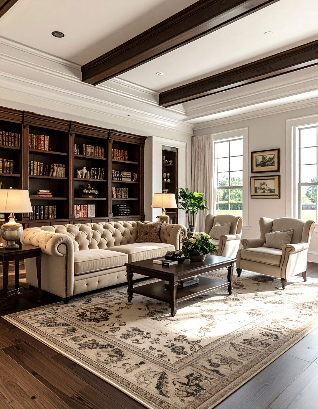 Traditional Farmhouse Living Room - 30 farmhouse beige living room ideas