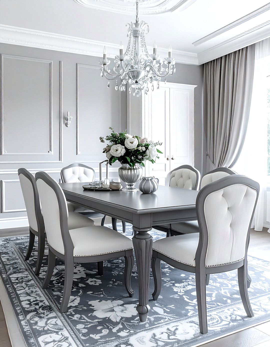 Traditional Gray And White Dining Room - 30 gray and white dining room ideas