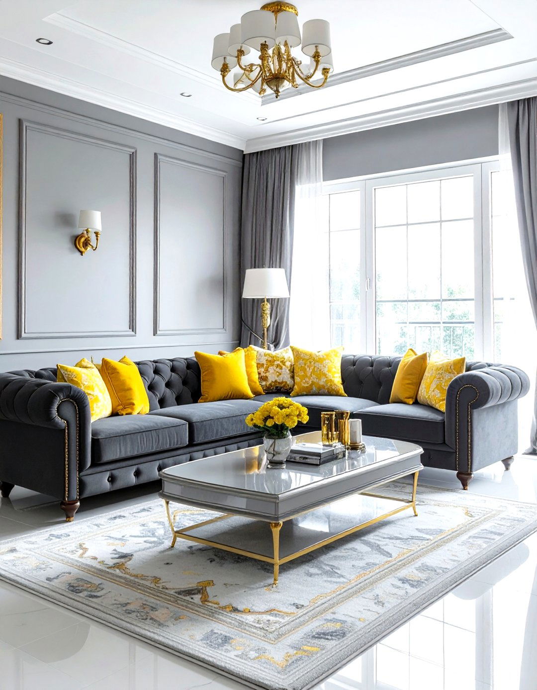 Traditional Gray And Yellow Living Room - 30 gray yellow living room ideas