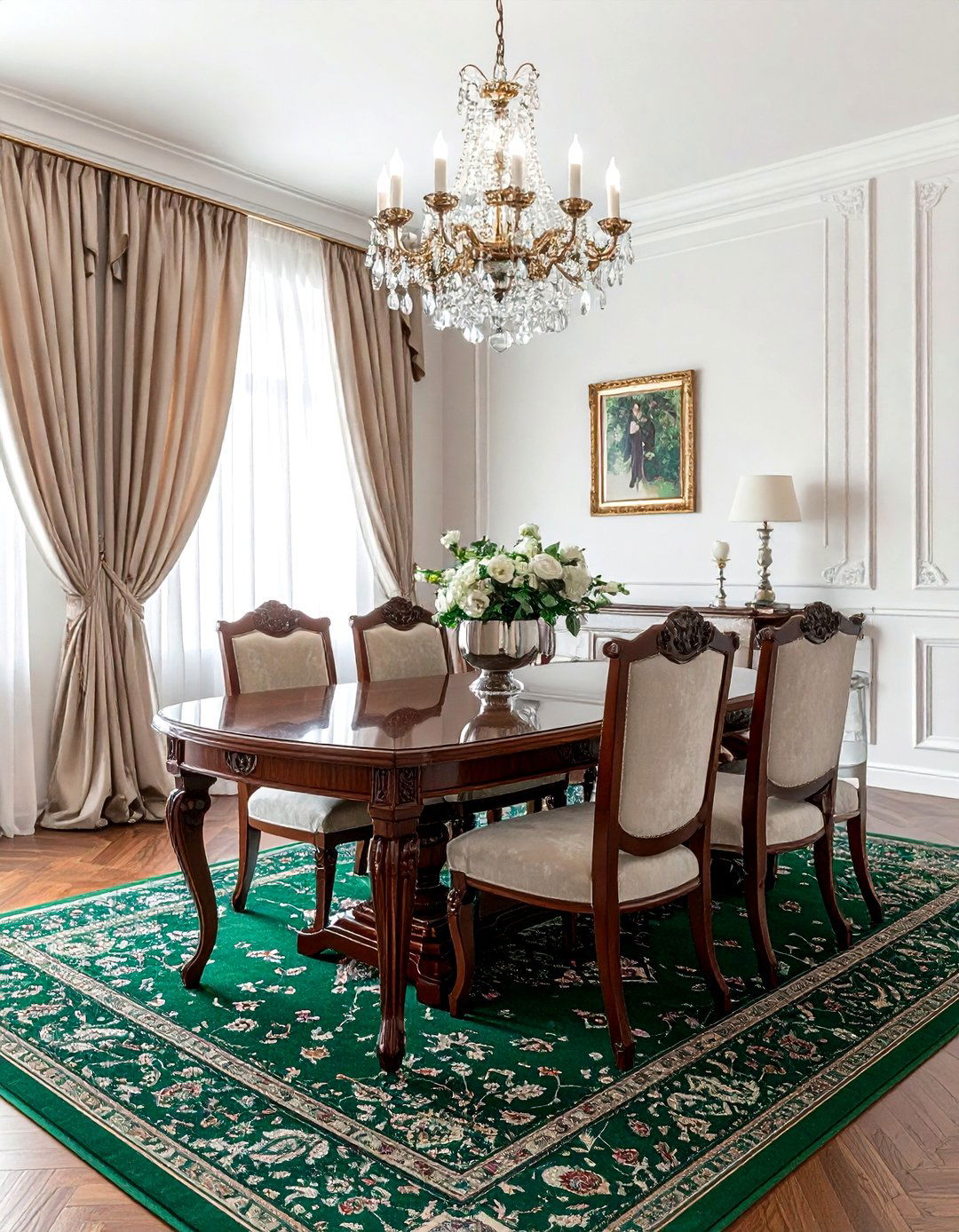 Traditional Mahogany Dining Room - 30 oriental rug dining room ideas