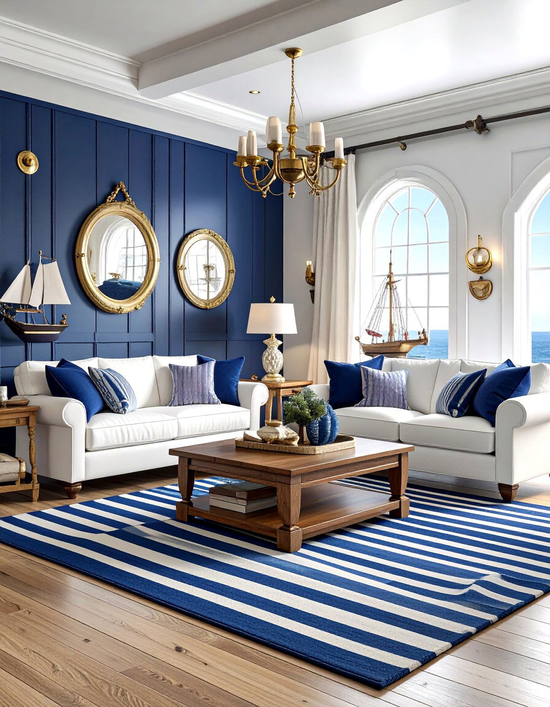Traditional Nautical Living Room - 30 coastal blue living room ideas