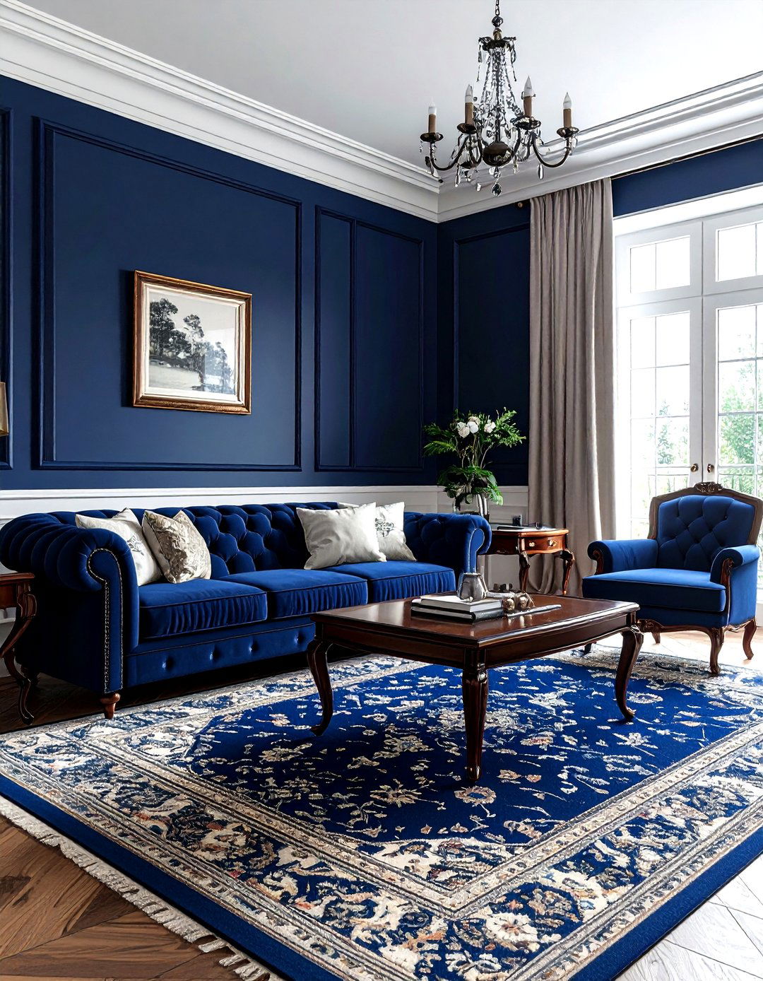 Traditional Navy Blue Living Room - 30 dark navy living room ideas