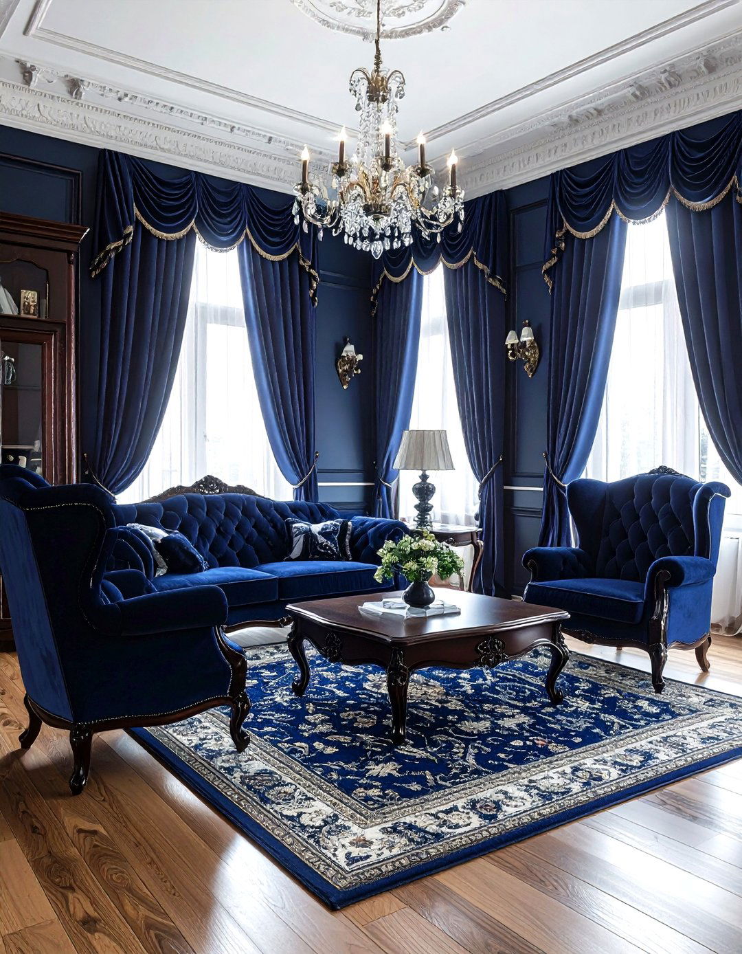 Traditional Navy Living Room - 30 navy living room design ideas