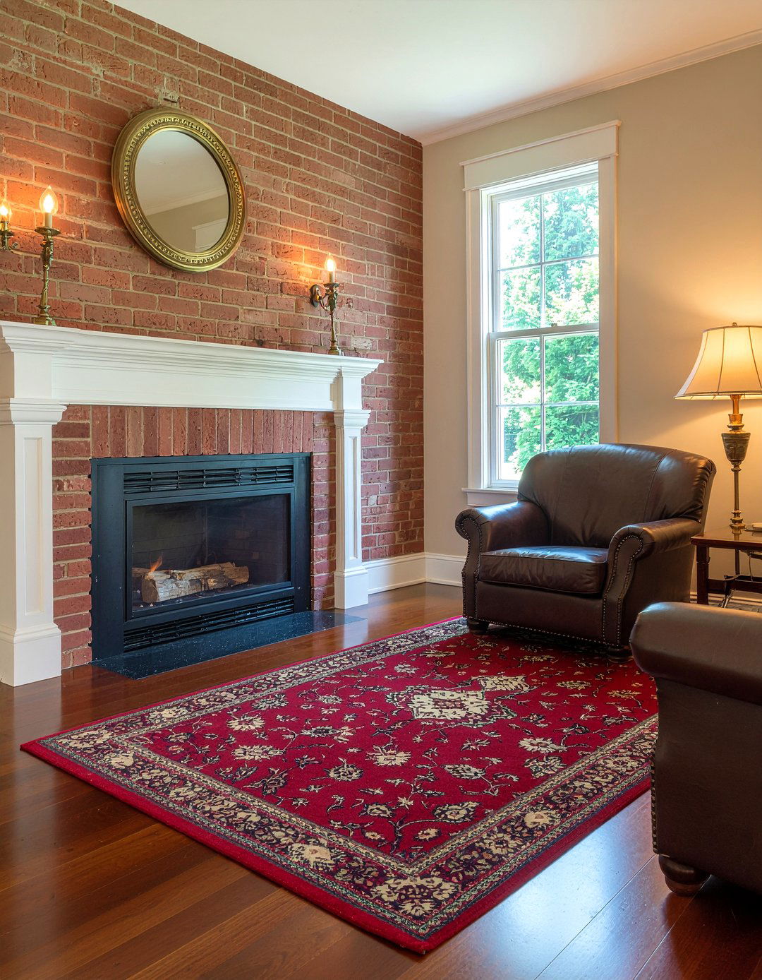 Traditional Red Brick Living Room - 30 living room brick wall ideas