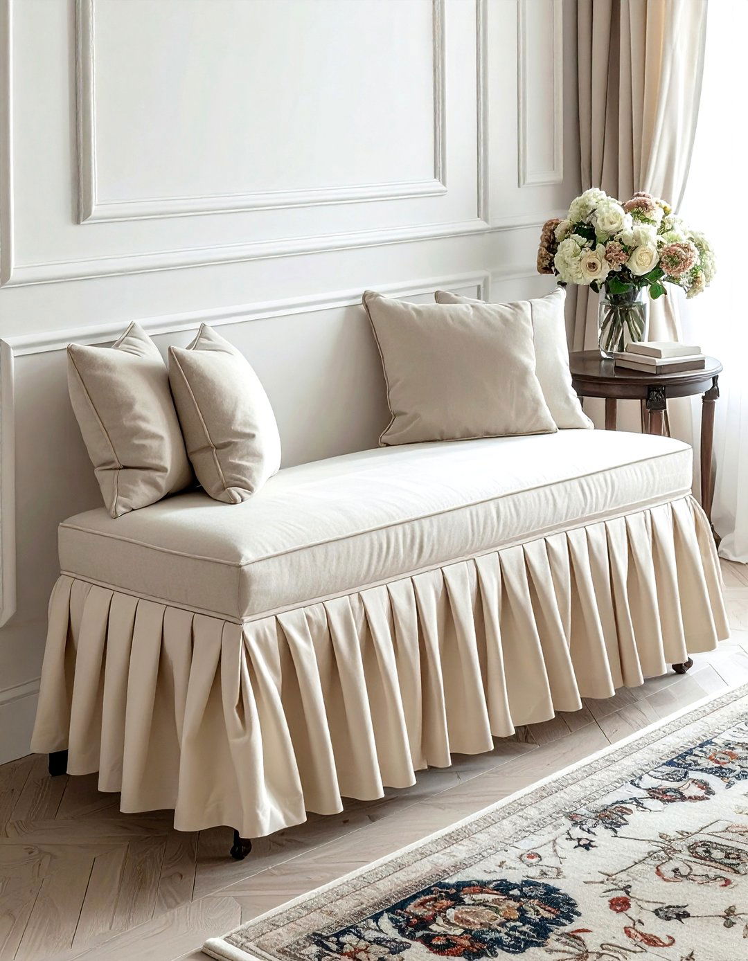 Traditional Skirted Bench - 30 living room bench seating