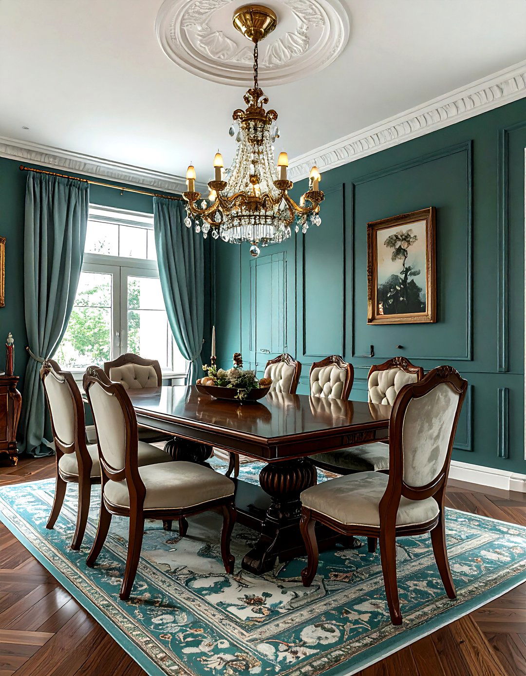 Traditional Teal Dining Room - 30 cool teal dining room ideas