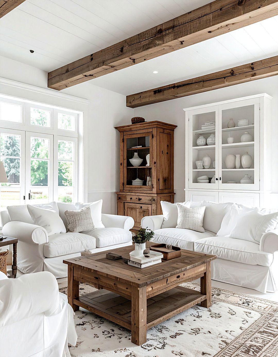Traditional White Farmhouse Living Room - 30 farmhouse white living room ideas