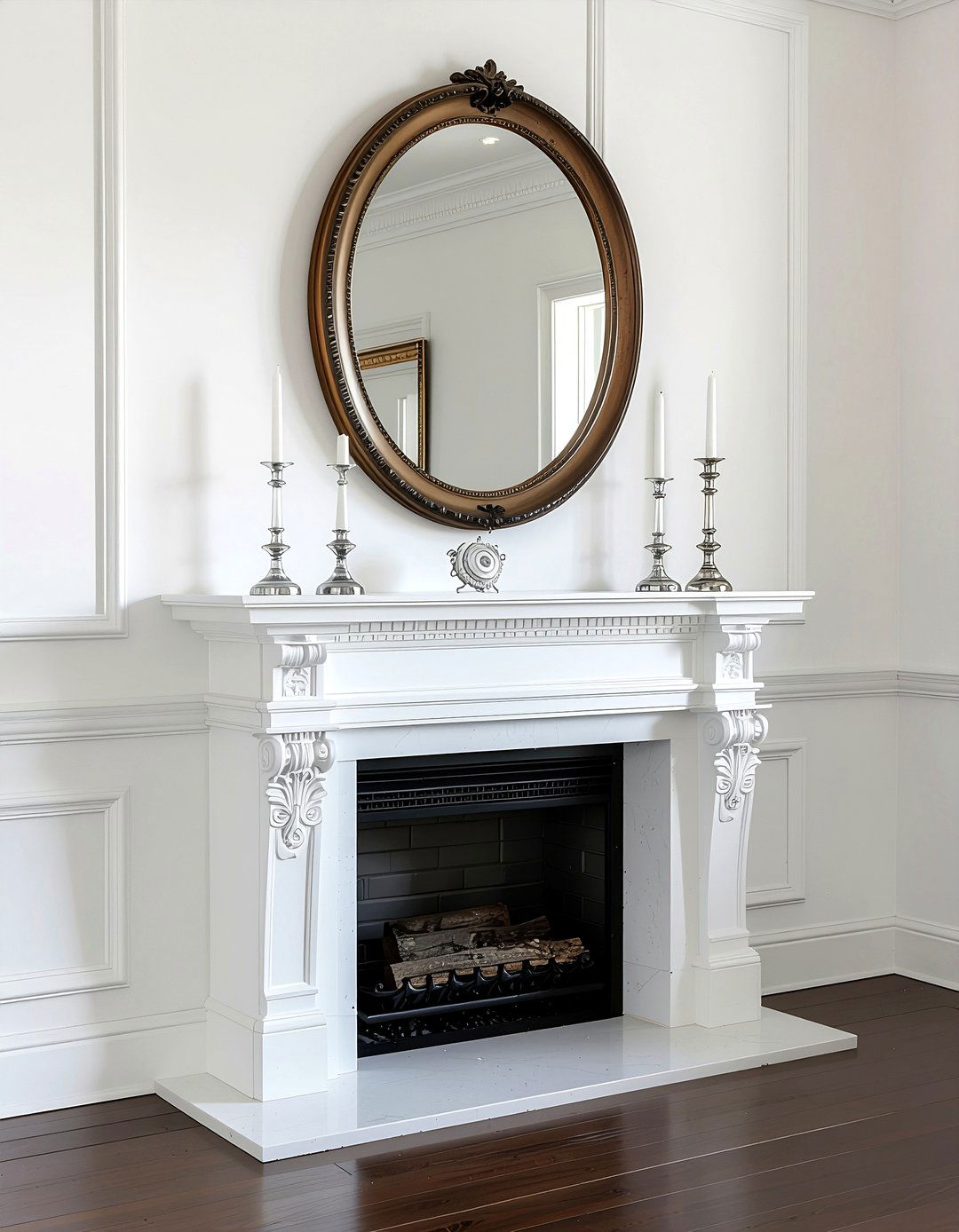 Traditional White - 30 fireplace mantel ideas