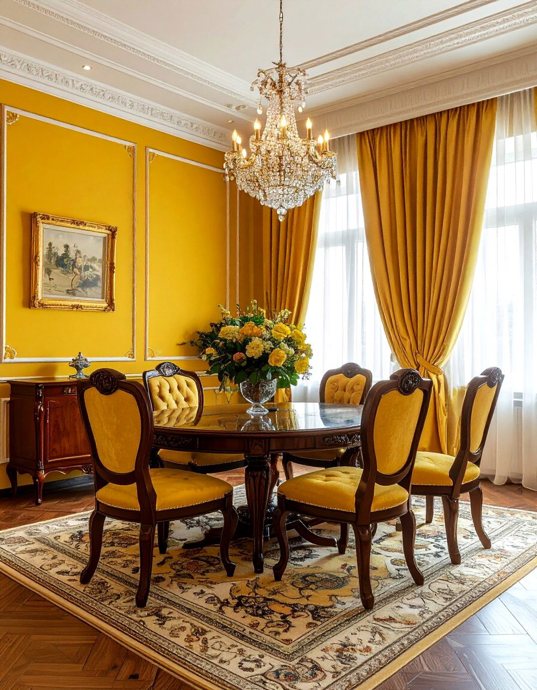 Traditional Yellow Dining Room - 30 bright yellow dining room ideas