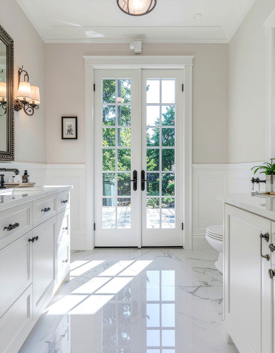 Traditional bathroom french doors - 30 bathroom French door ideas