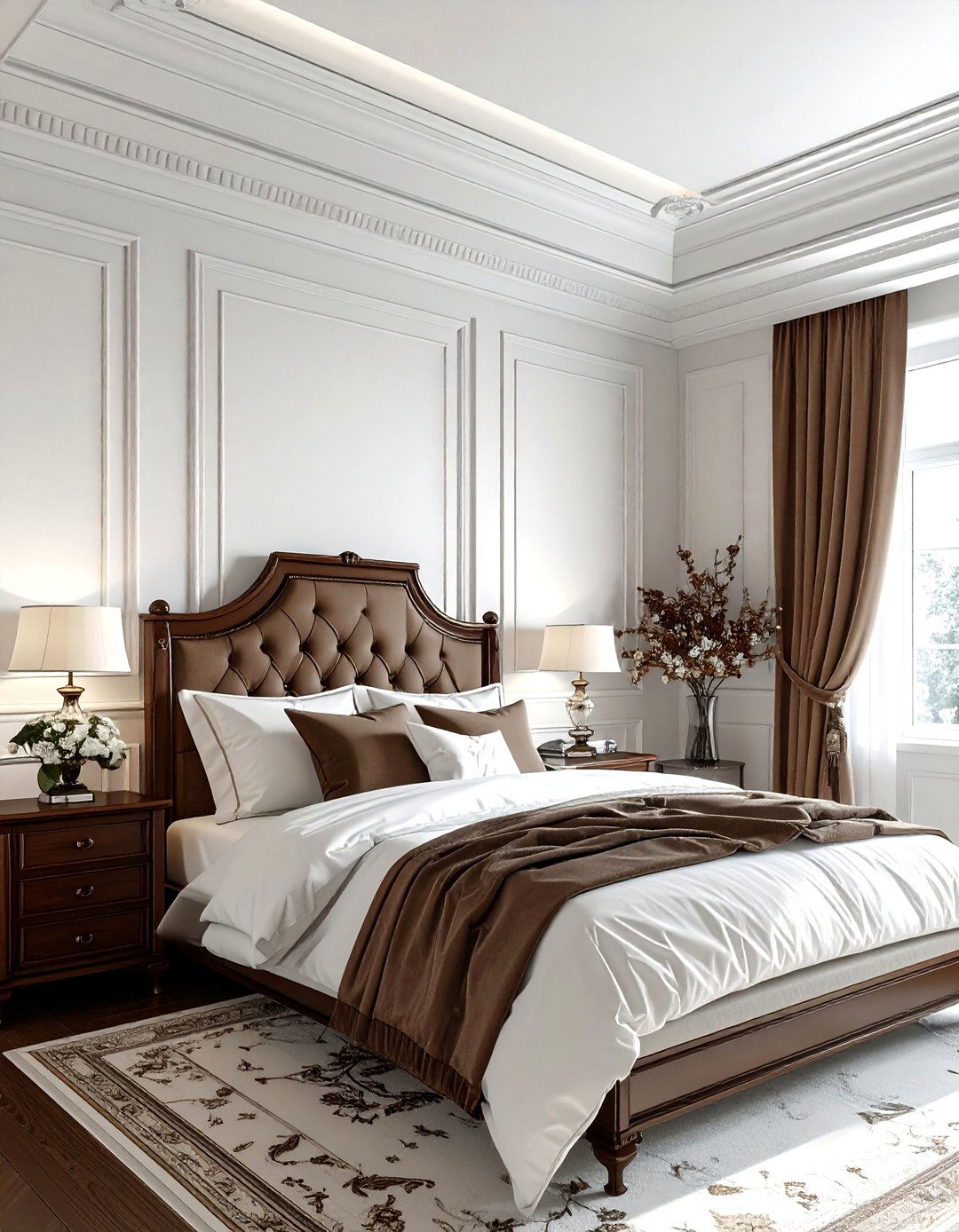 Traditional brown and white bedroom - 30 brown and white bedroom ideas