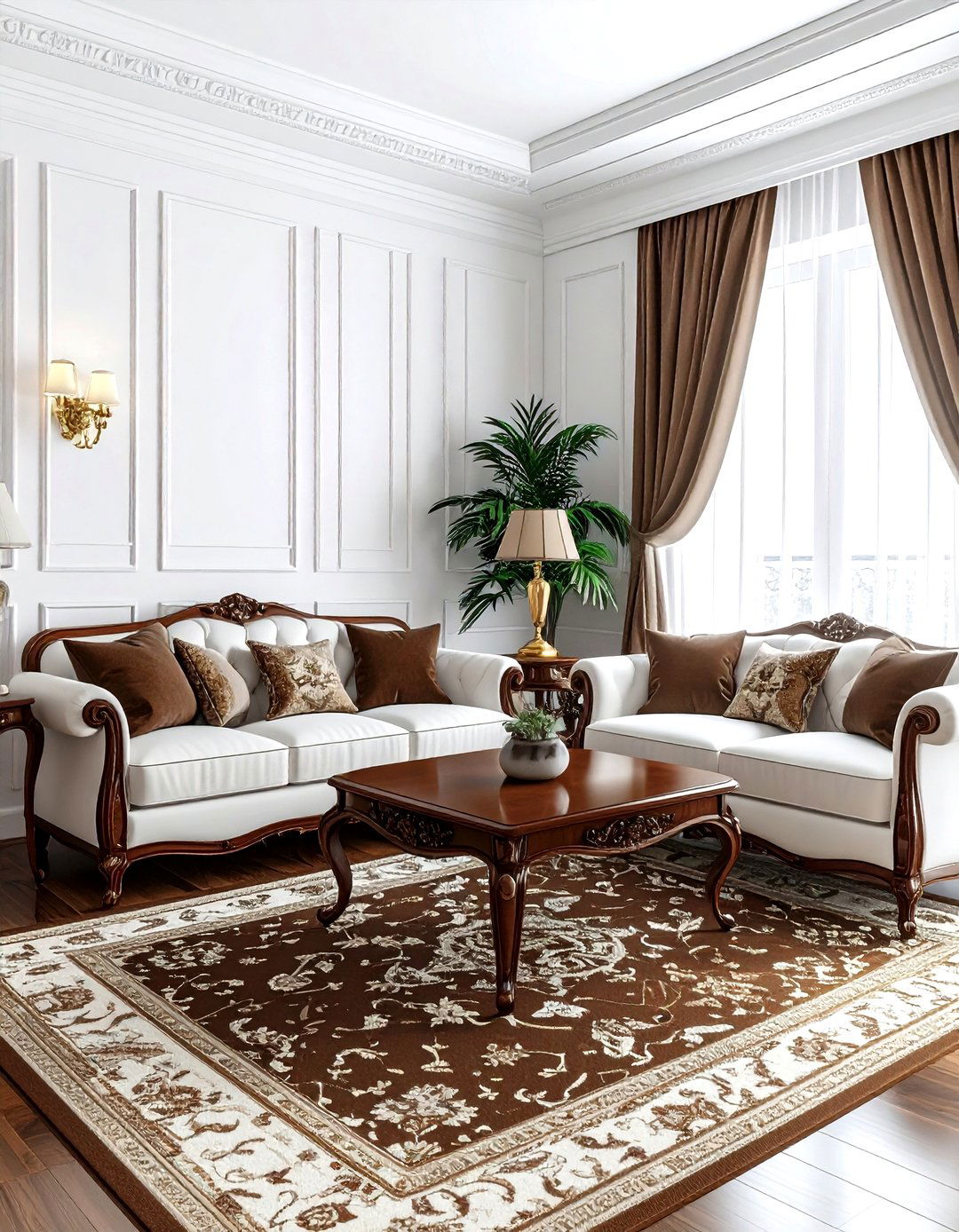 Traditional brown and white living room - 30 brown and white living room ideas