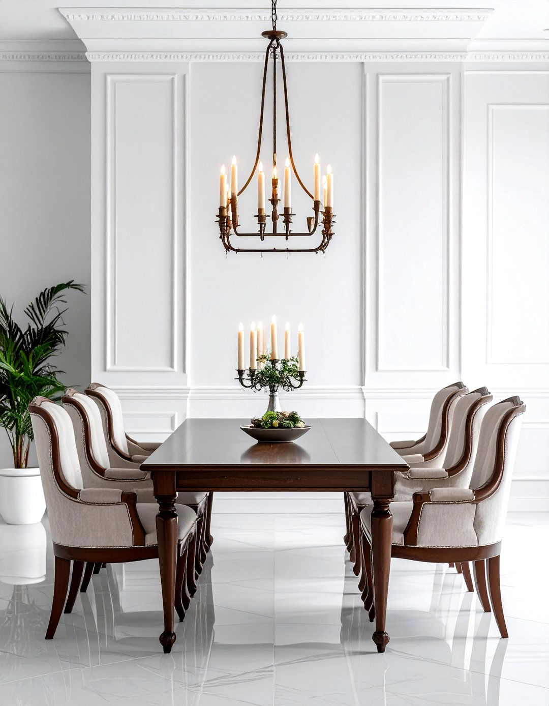 Traditional candle style linear light - 30 linear chandelier dining room ideas