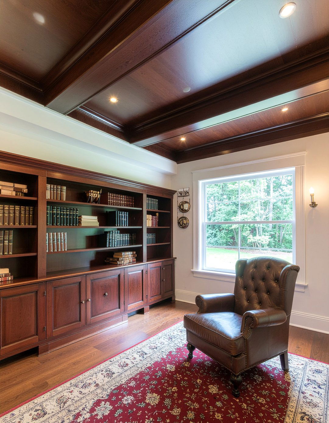 Traditional coffered wood beams - 30 exposed beam living room ideas