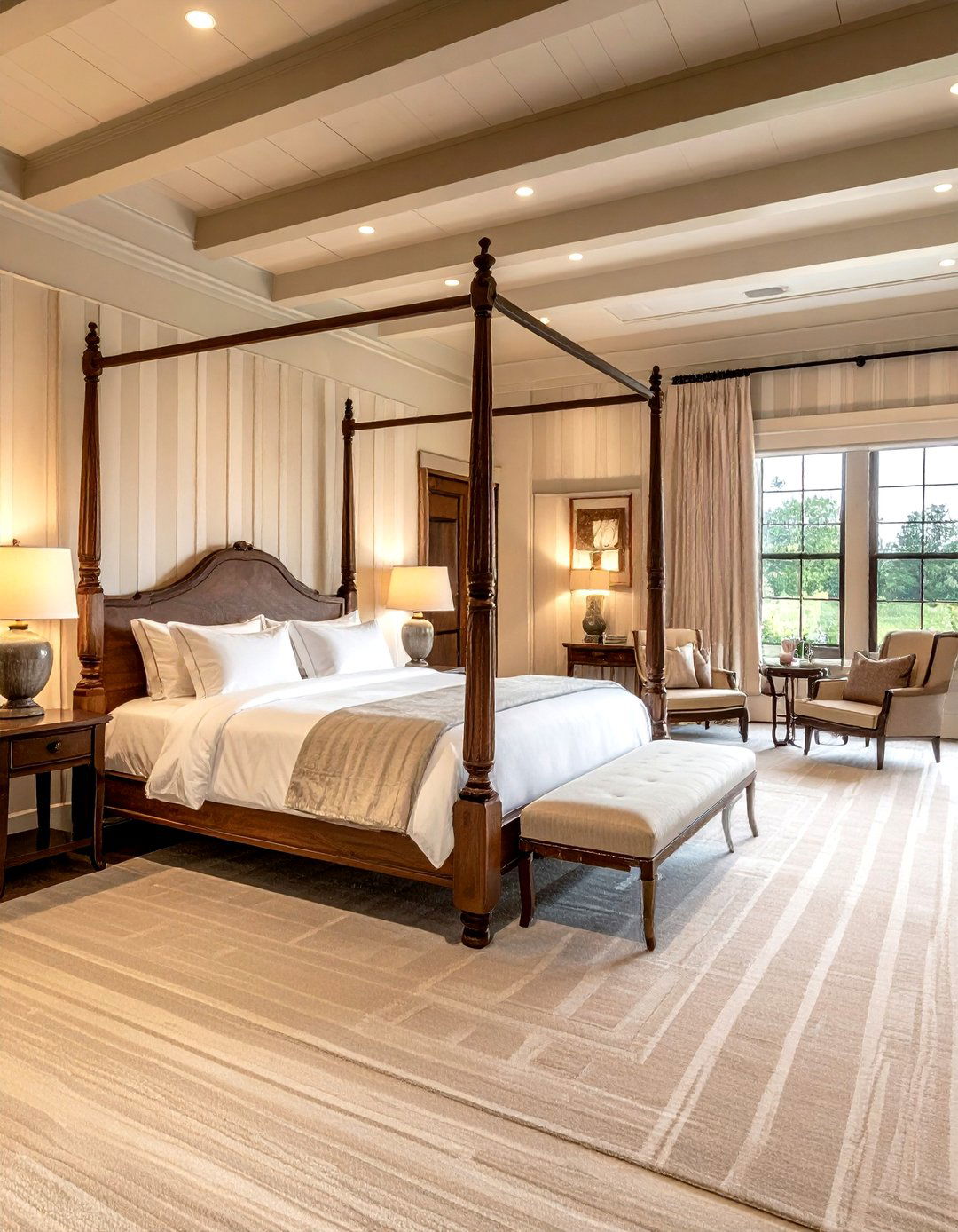 Traditional farmhouse master suite - 30 farmhouse beige bedroom ideas