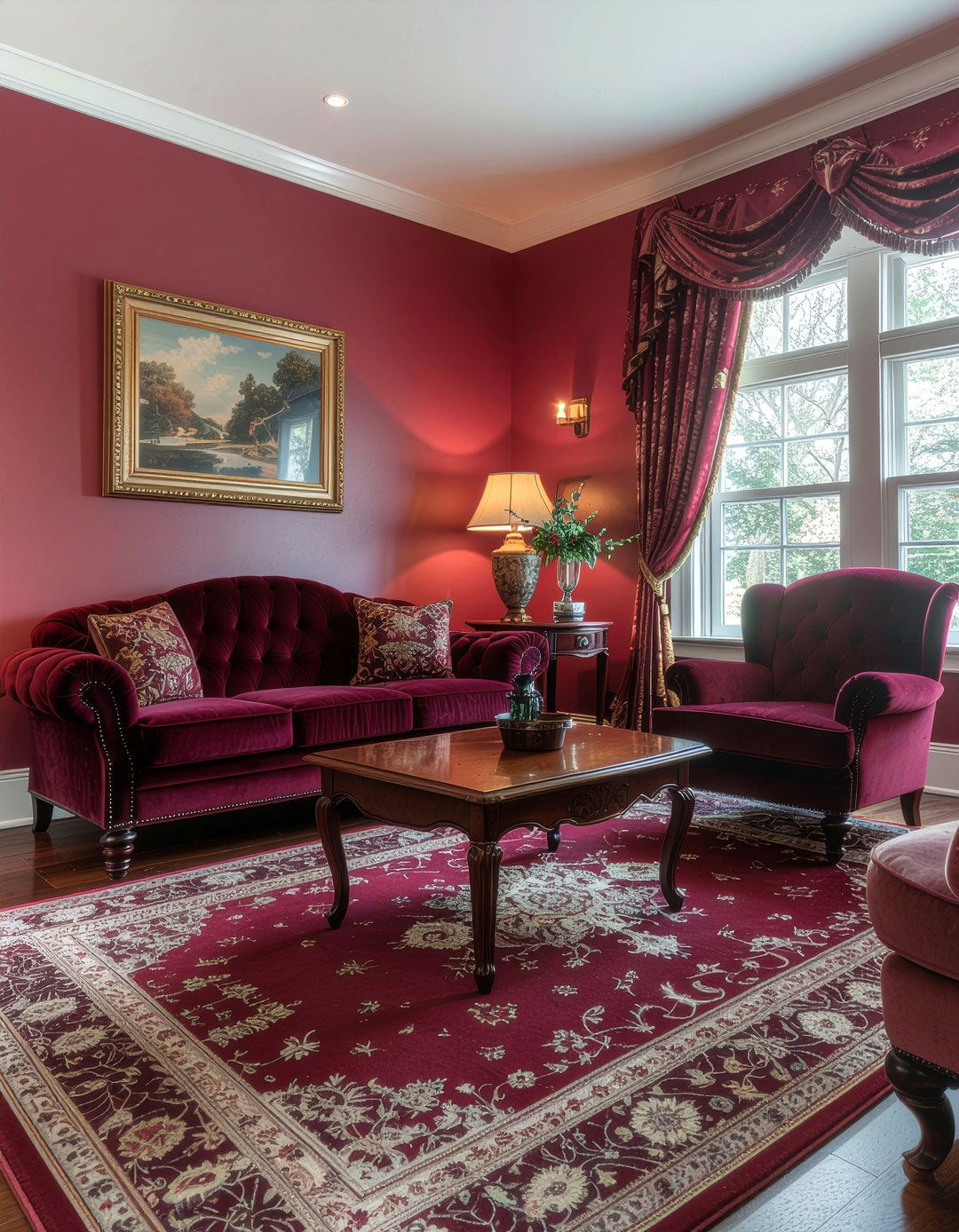 Traditional maroon living room - 30 maroon living room ideas