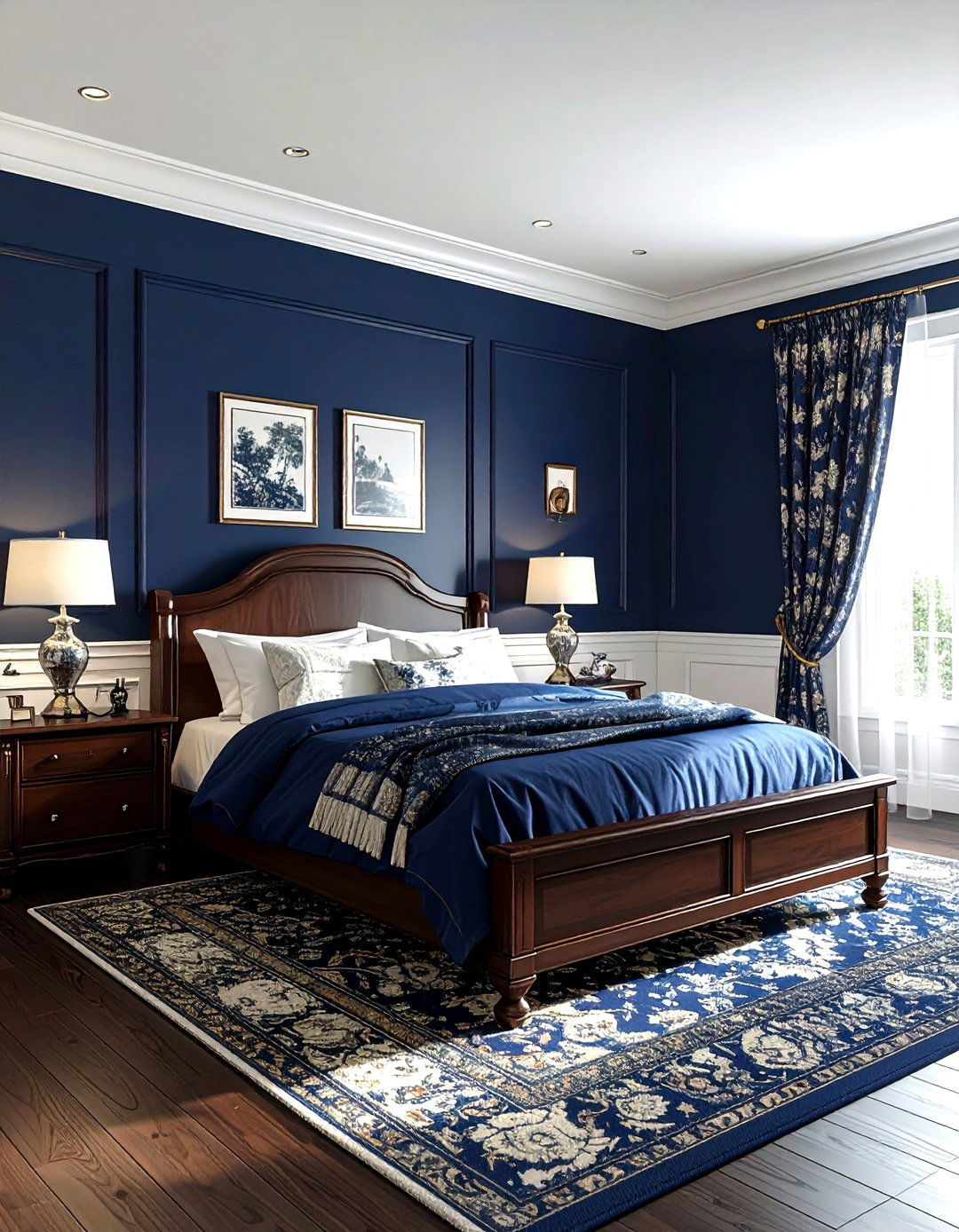 Traditional navy bedroom - 30 dark navy bedroom ideas
