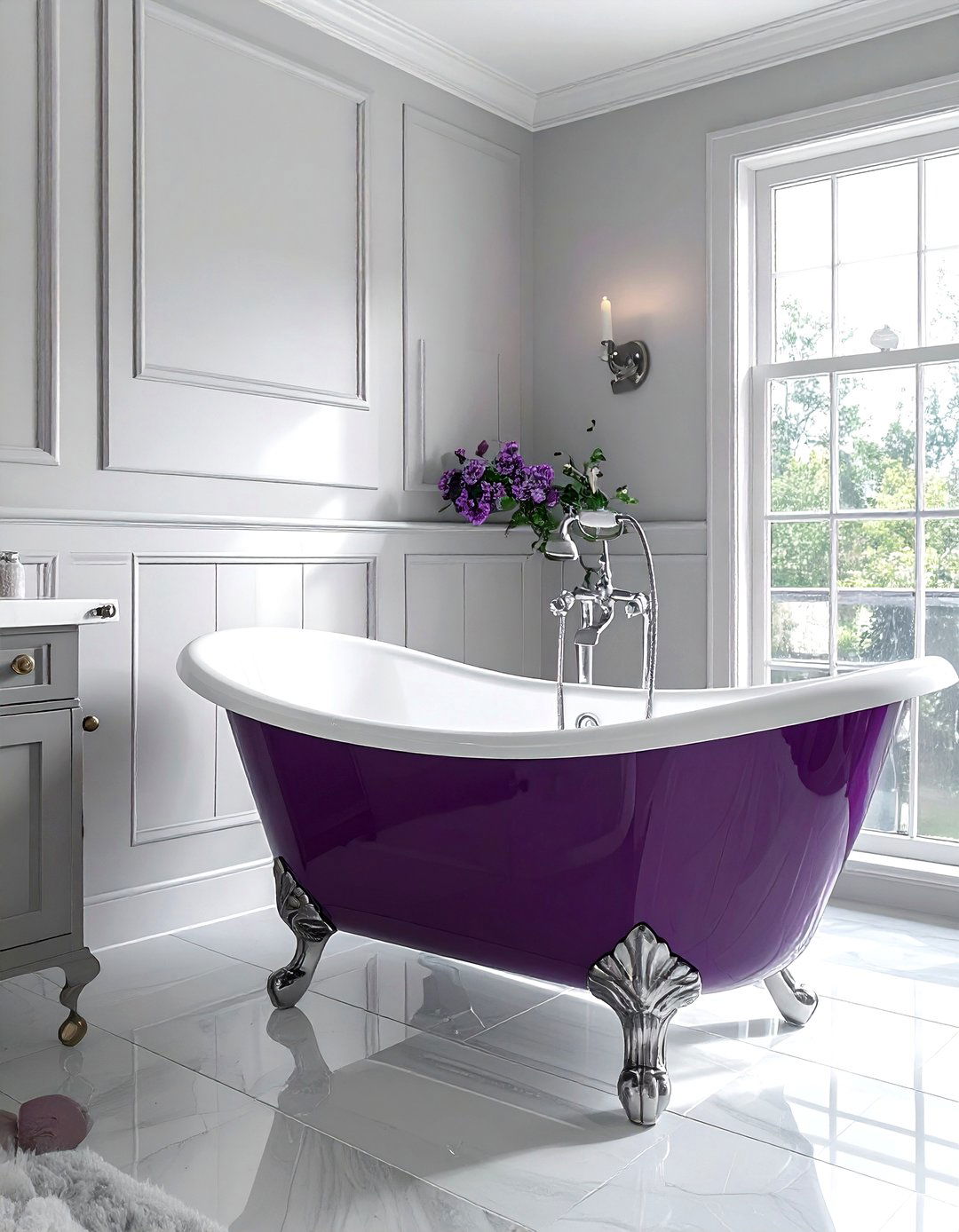 Traditional plum clawfoot tub bathroom - 30 plum bathroom ideas