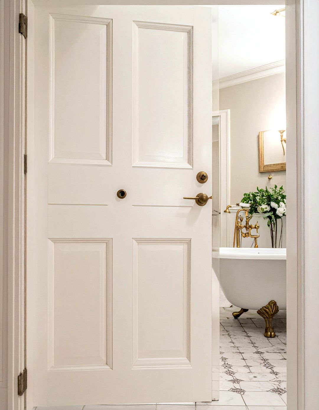Traditional raised panel pocket door - 30 bathroom pocket door ideas