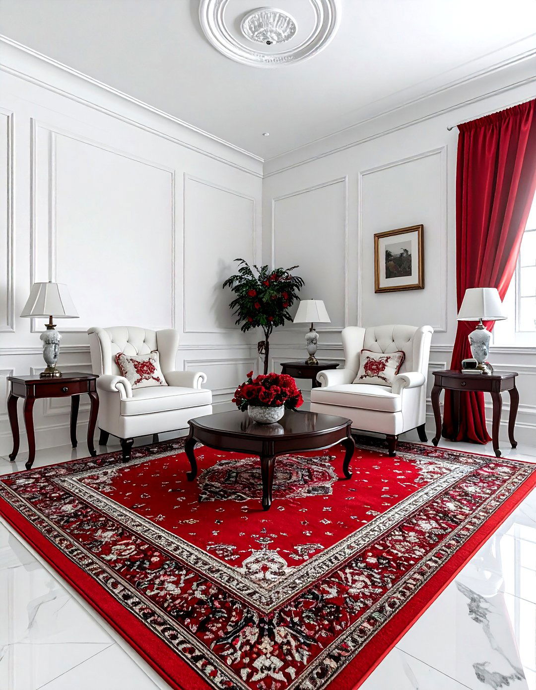 Traditional red and white living room - 30 red and white living room ideas