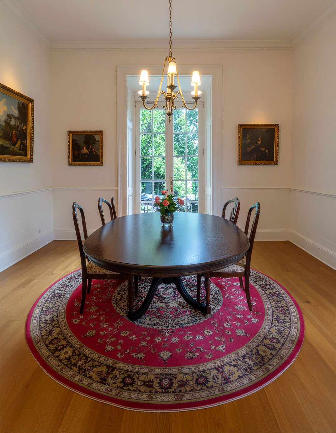 Traditional round rug dining room - 30 round rug dining room ideas