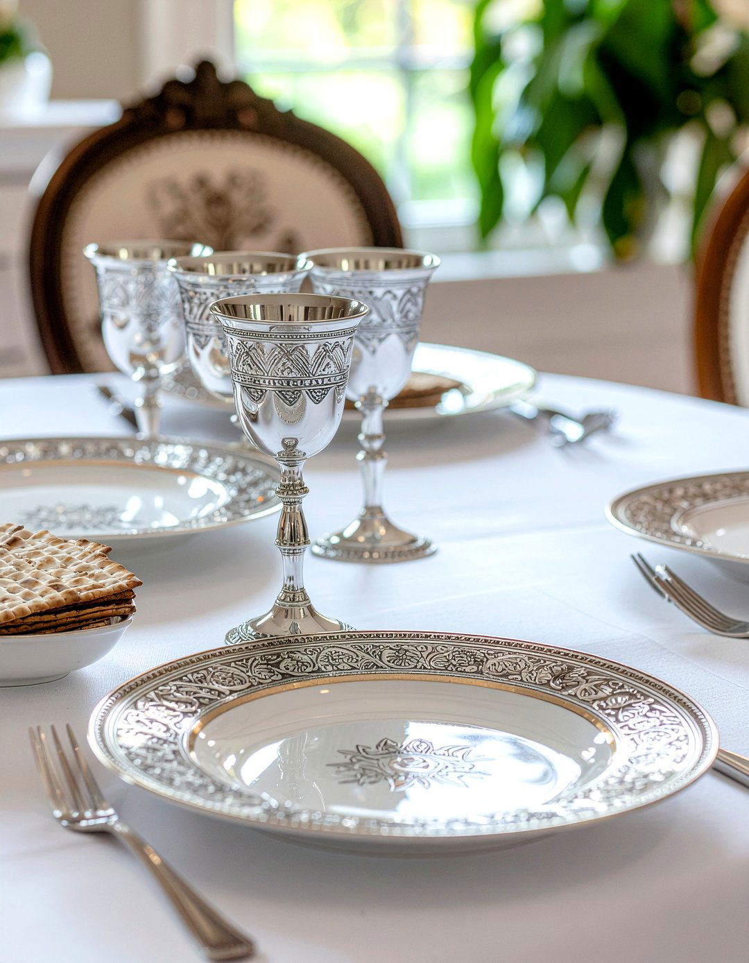 Traditional seder table setting - 30 Passover seder dining room ideas