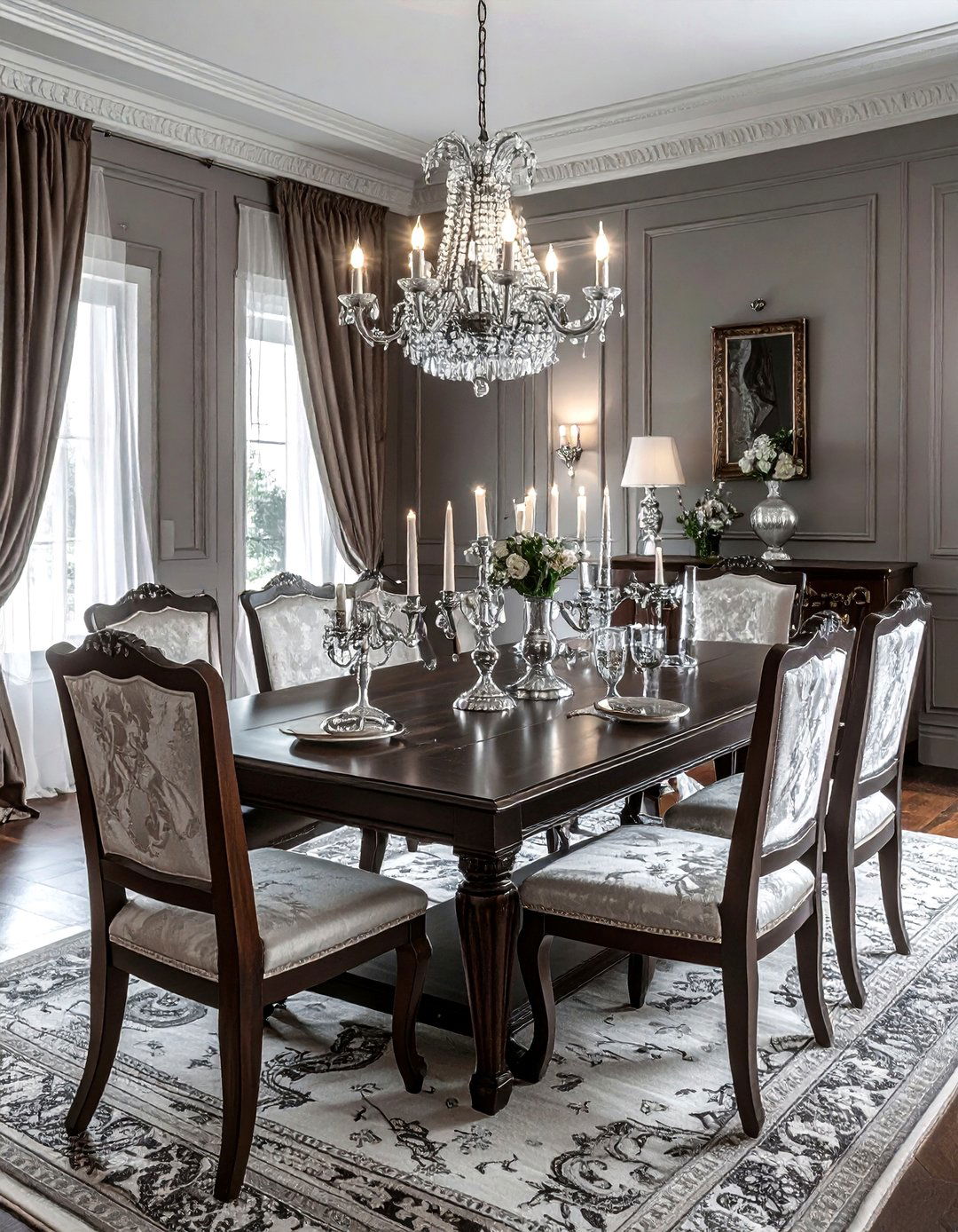 Traditional silver dining room - 30 silver accent dining room ideas