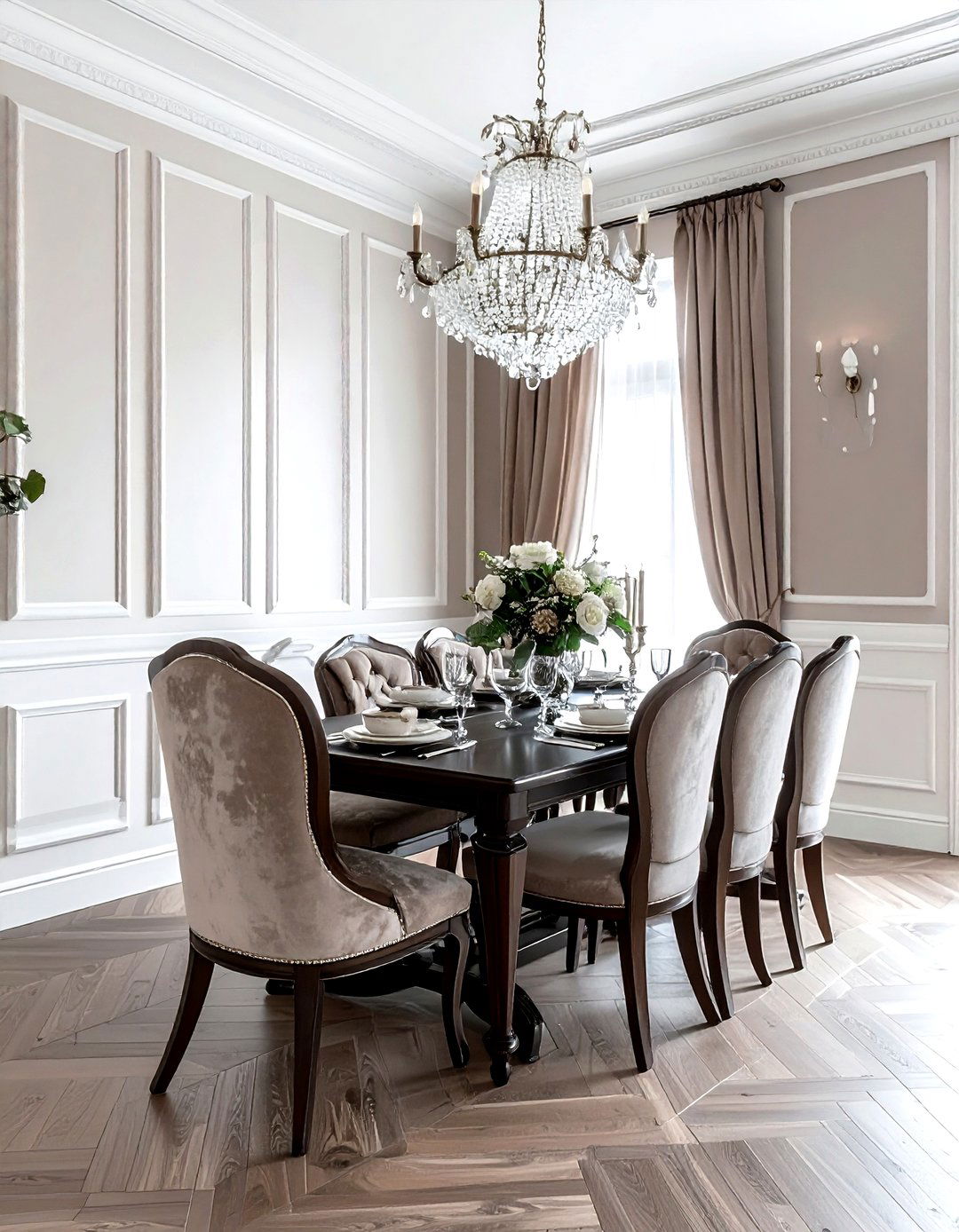 Traditional taupe dining room - 30 taupe and white dining room ideas