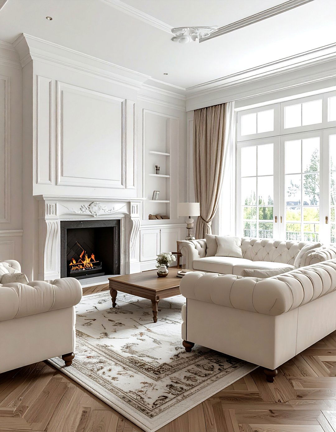 Traditional white and cream living room - 30 cream and white living room ideas