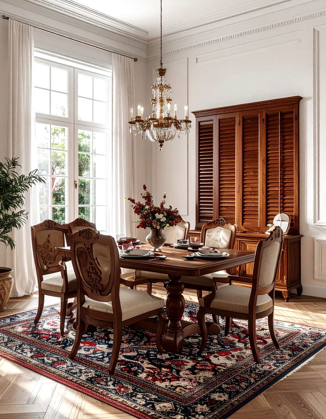 Traditional wood shutters - 30 dining room shutter ideas